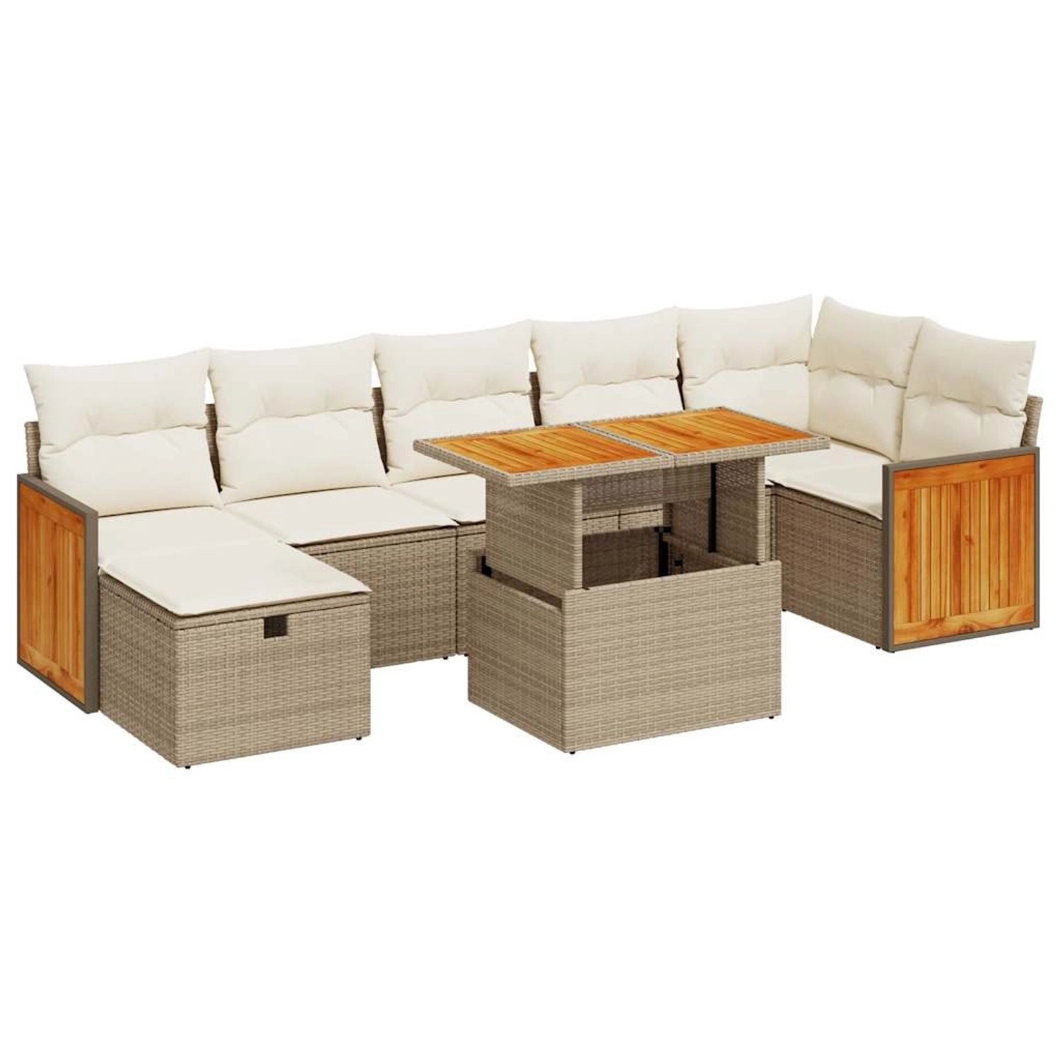 vidaXL 5-Tlg Garten-Sofagarnitur mit Kissen Beige Poly Rattan 3328164 günstig online kaufen