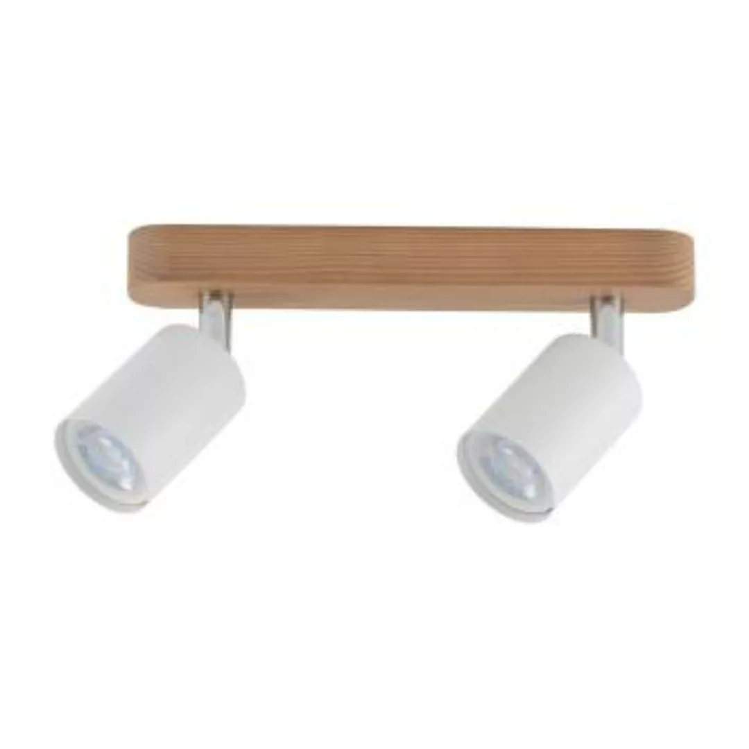 Deckenlampe Weiß Holz Metall länglich 35 cm GU10 LIDIA günstig online kaufen