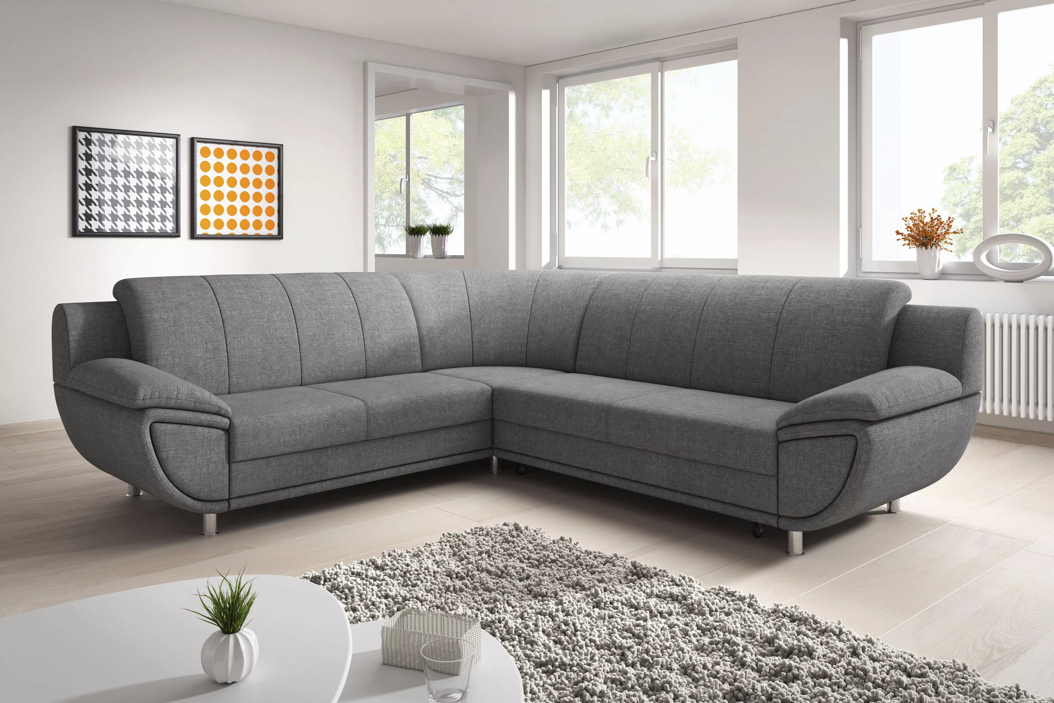 TRENDMANUFAKTUR Ecksofa "Rondo II, zeitlos & elegant, bequeme Armlehnen, L- günstig online kaufen
