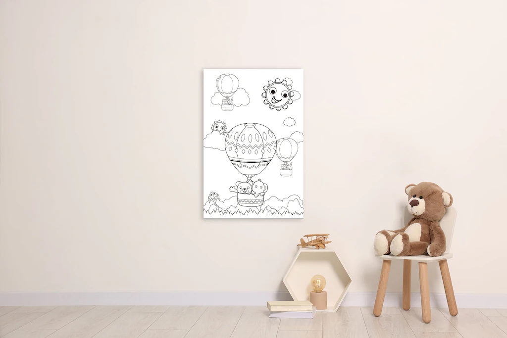 queence Bild "Ballonfahrt mit Bär und Elefant", (1 St.), DIY Wandbild aus D günstig online kaufen