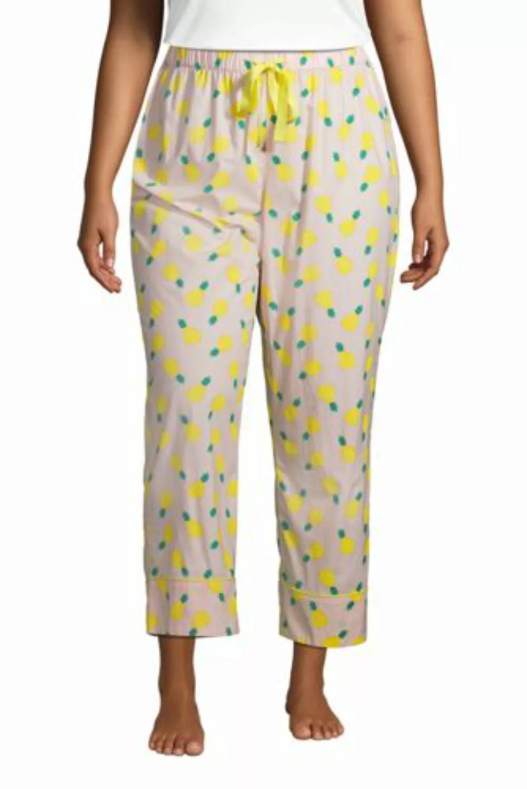 Popelin-Pyjamahose in 7/8-Länge in großen Größen, Damen, Größe: 48-50 Plusg günstig online kaufen