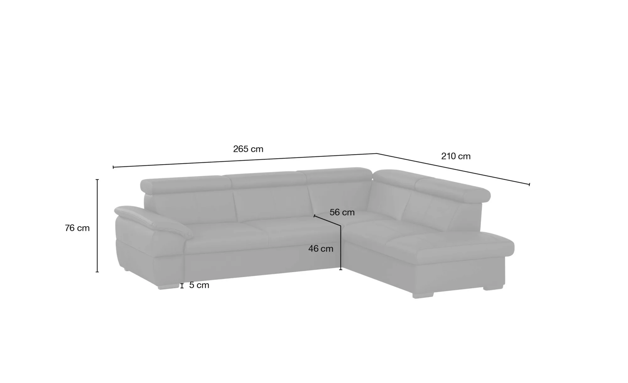 uno Ecksofa aus Echtleder Town ¦ beige ¦ Maße (cm): B: 264 H: 76 T: 210 Pol günstig online kaufen