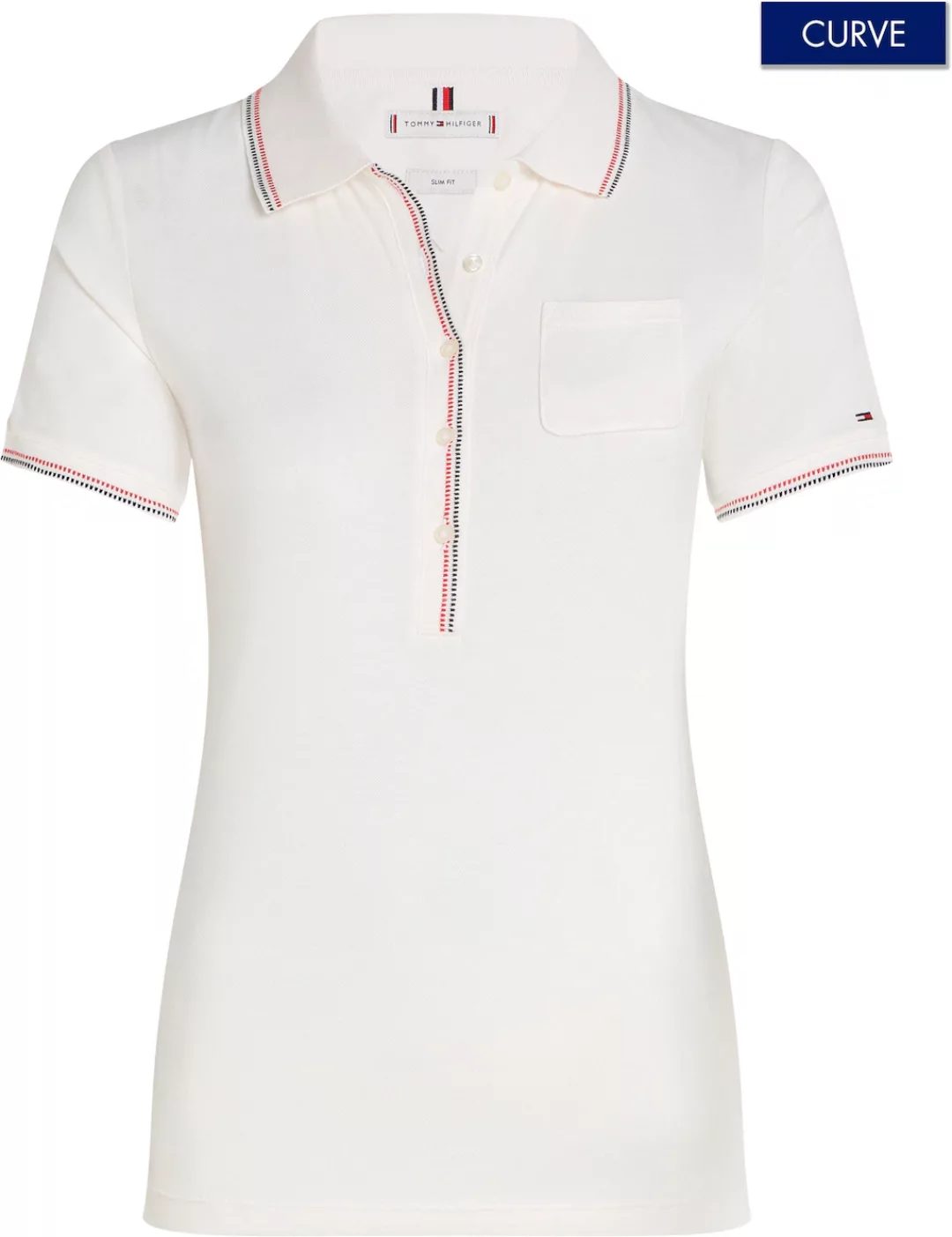 Tommy Hilfiger Curve Poloshirt CRV SLIM RWB TIPPING POLO 1/2SLV Große Größe günstig online kaufen