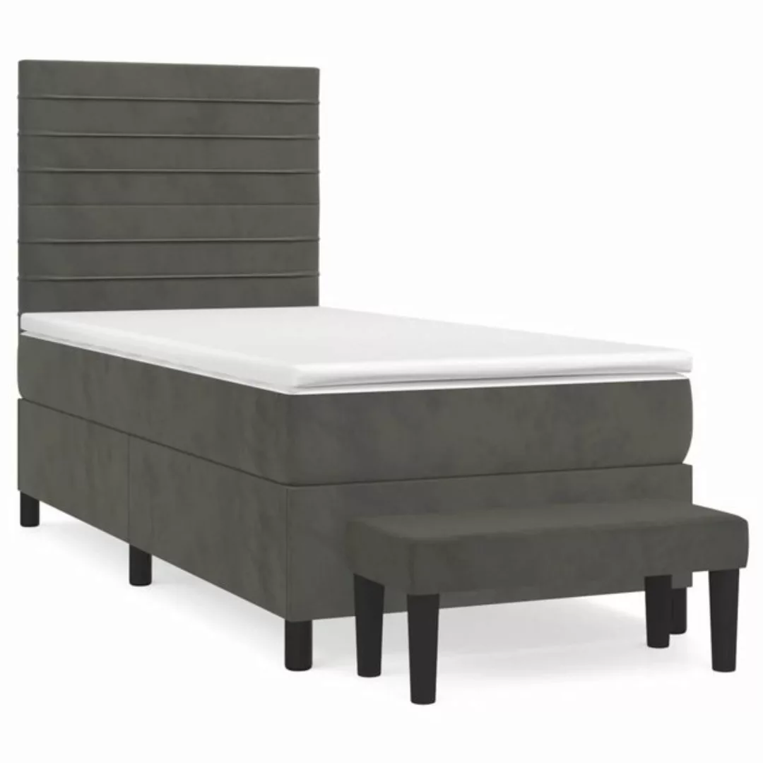 vidaXL Bett Boxspringbett mit Matratze Dunkelgrau 80x200 cm Samt günstig online kaufen