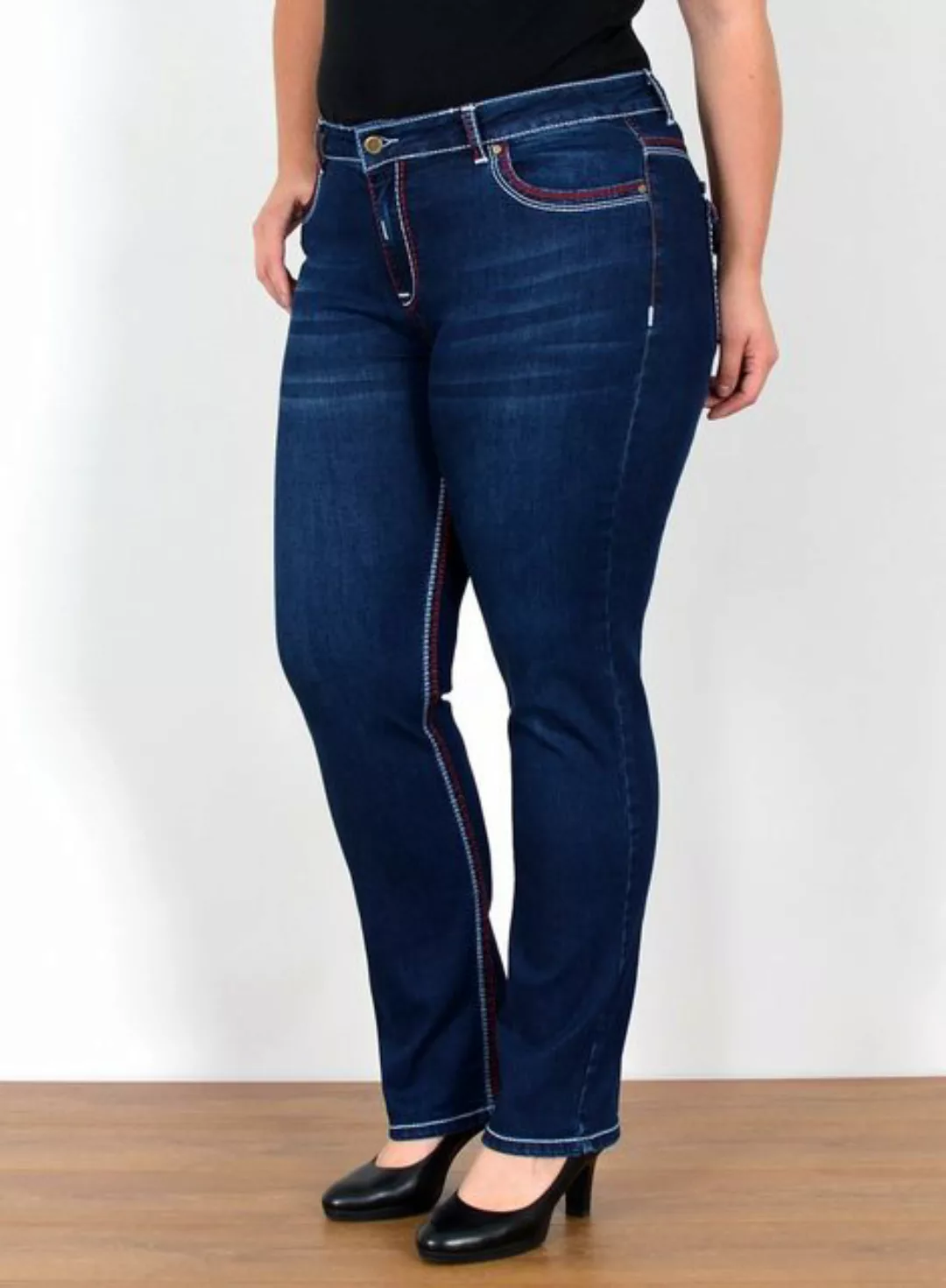 ESRA Straight-Jeans FJ755 High Waist Jeans Damen Straight Fit mit dicker Na günstig online kaufen