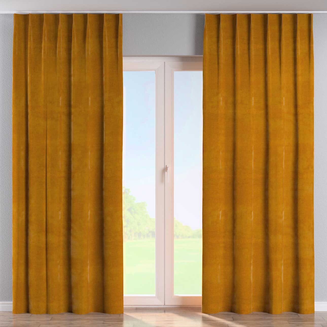 Vorhang mit flämischen 1-er Falten, honiggelb, Velvet (704-23) günstig online kaufen