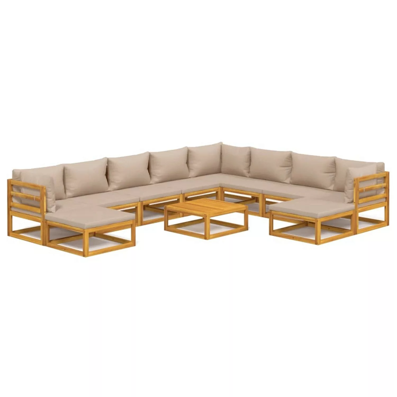 Vidaxl 11-tlg. Garten-lounge-set Mit Taupe Kissen Massivholz günstig online kaufen