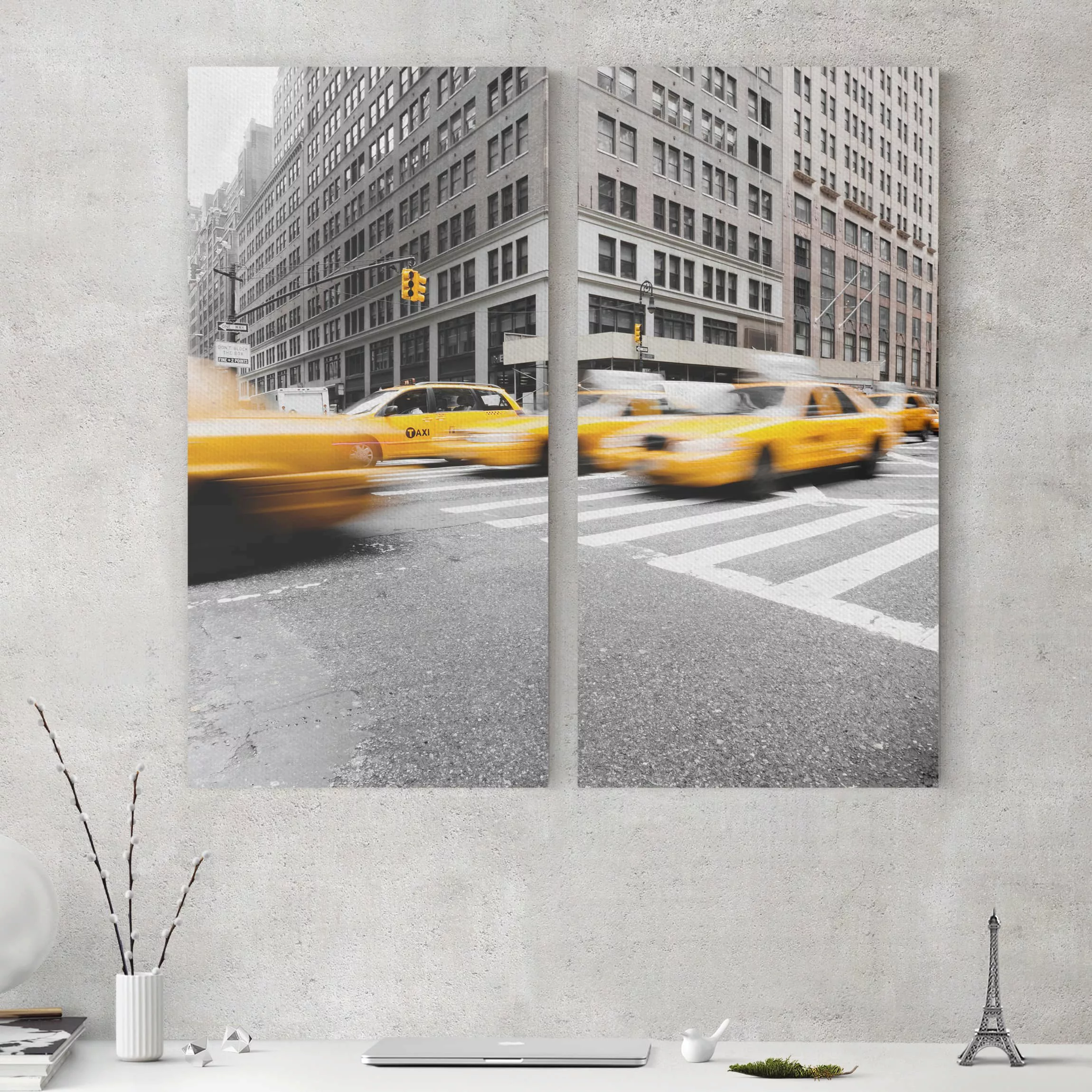 2-teiliges Leinwandbild New York - Quadrat Rasantes New York günstig online kaufen