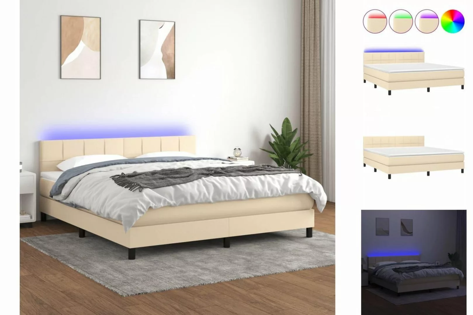 vidaXL Boxspringbett Bett Boxspringbett komplett mit Matratze & LED Stoff ( günstig online kaufen