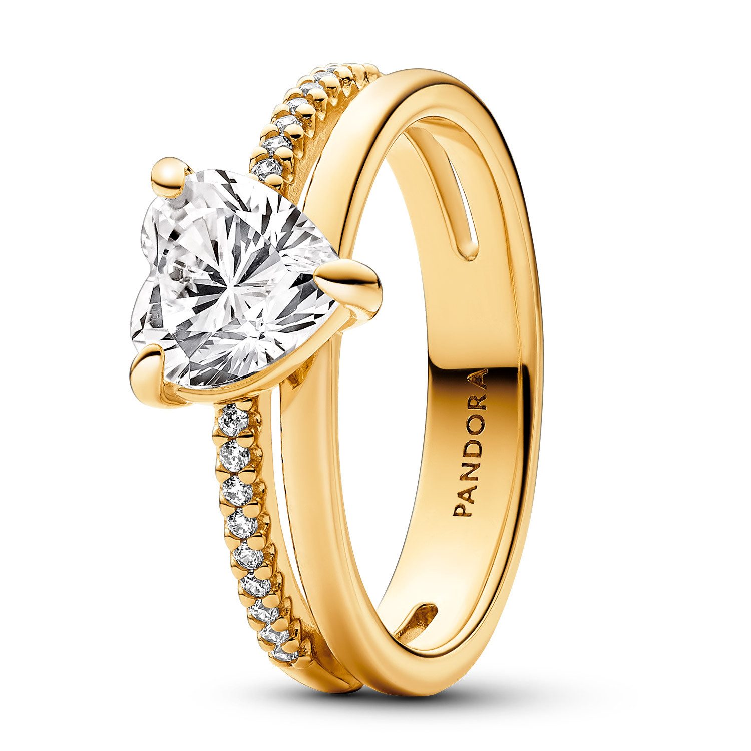 Pandora Fingerring Doppelschiene mit Herz Goldfarben günstig online kaufen