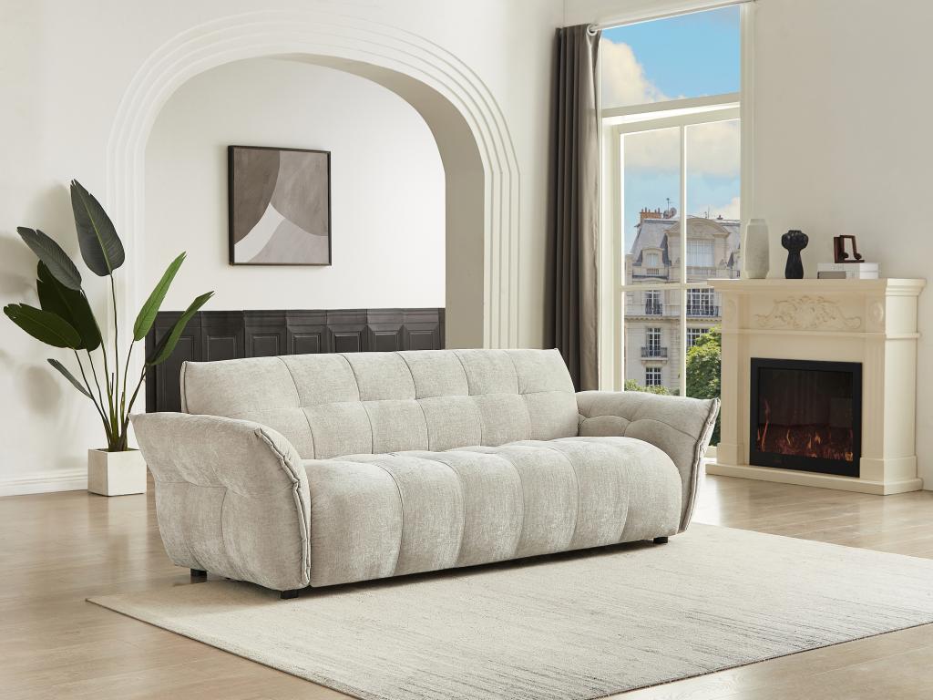 Sofa 3-Sitzer - melierter Stoff - Beige - NAPIZO günstig online kaufen