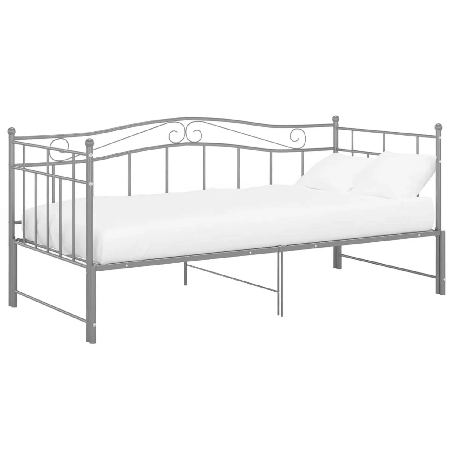 vidaXL Gästebett Ausziehsofa Bettgestell Grau Metall 90x200 cm Einzelbett B günstig online kaufen