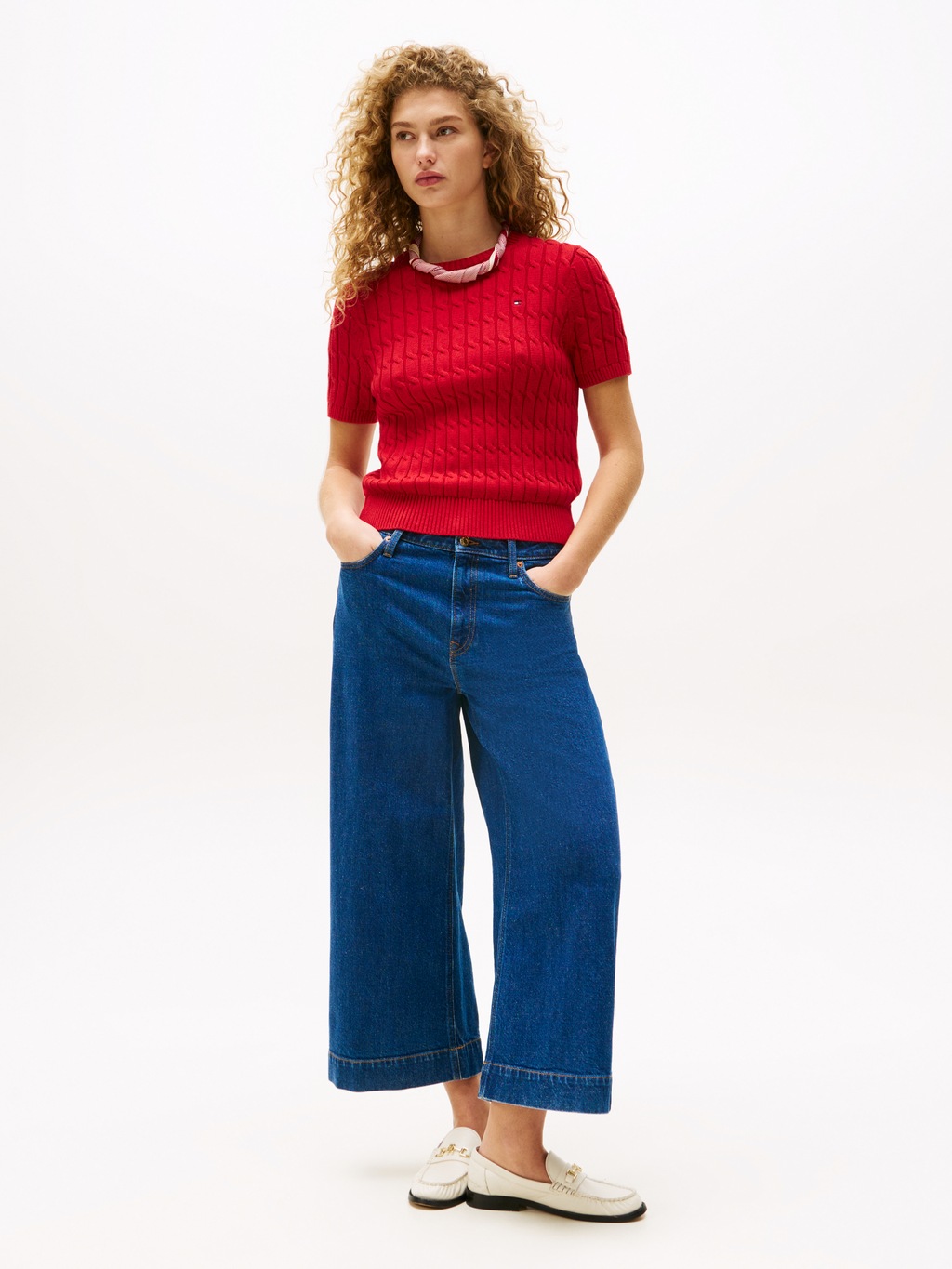 Tommy Hilfiger Kurzarmpullover "CO CABLE MID GG S/S C-NK SWT", mit Zopfmust günstig online kaufen