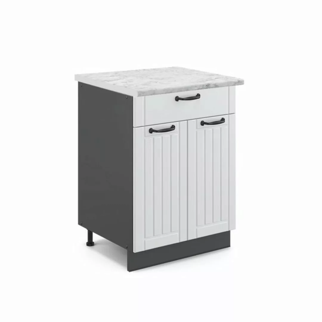 Vicco Unterschrank Fame-Line, Weiß Landhaus/Anthrazit, 60 cm mit Schublade, günstig online kaufen