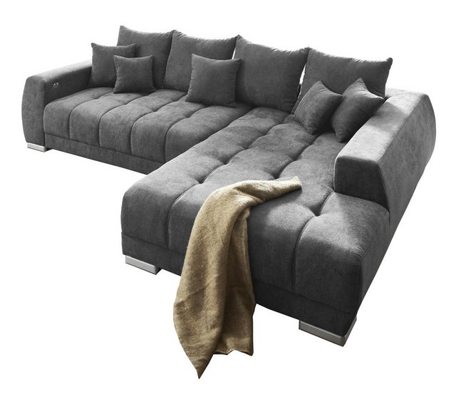 Iwaniccy Ecksofa MUSTANG, B 300 x T 225 cm, Dunkelgrau, Webstoff, elektr. S günstig online kaufen