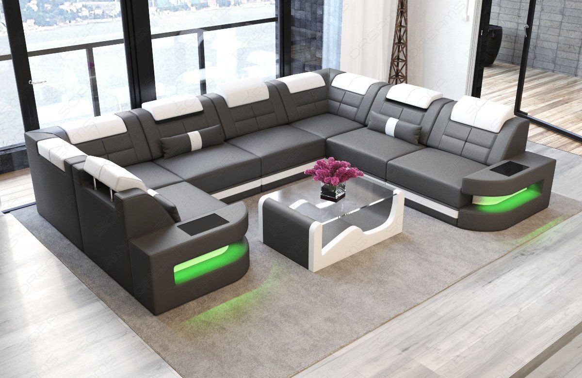 Sofa Dreams Wohnlandschaft Ledersofa Como U Form Mini, Designersofa, Sofa m günstig online kaufen