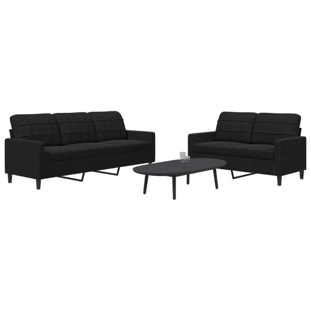 vidaXL Sofa Sofagarnitur mit Kissen Samt, Standard, Schwarz günstig online kaufen