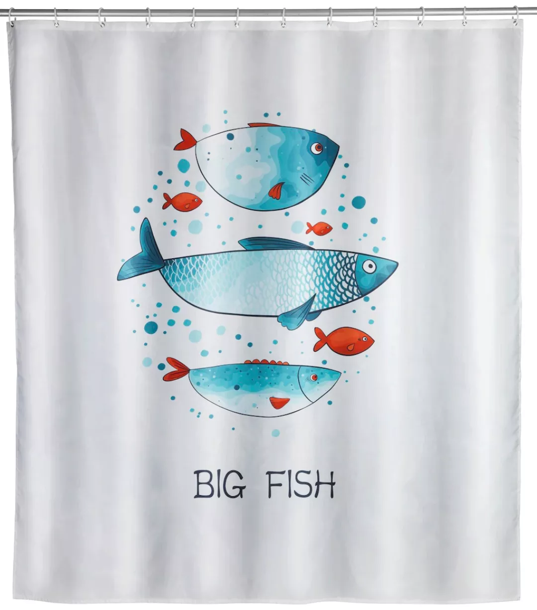 WENKO Duschvorhang Big Fish, Textil (Polyester), 180 x 200 cm, waschbar meh günstig online kaufen