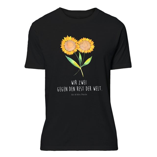 Mr. & Mrs. Panda T-Shirt Sonnenblume - Schwarz - Geschenk, T-Shirt, Geburst günstig online kaufen