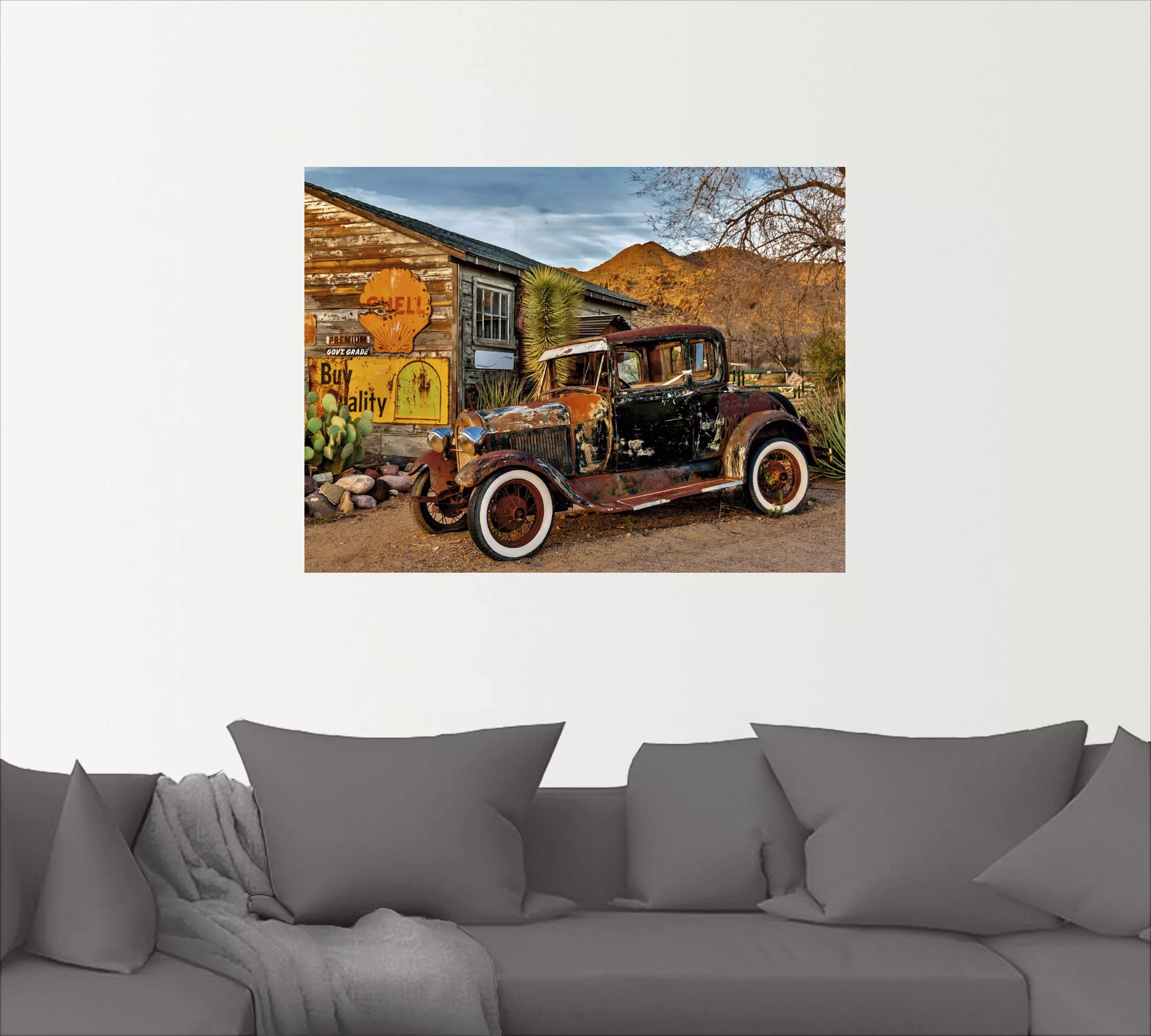 Artland Wandbild »Oldtimer Route 66 Hackberry«, Auto, (1 St.), als Leinwand günstig online kaufen