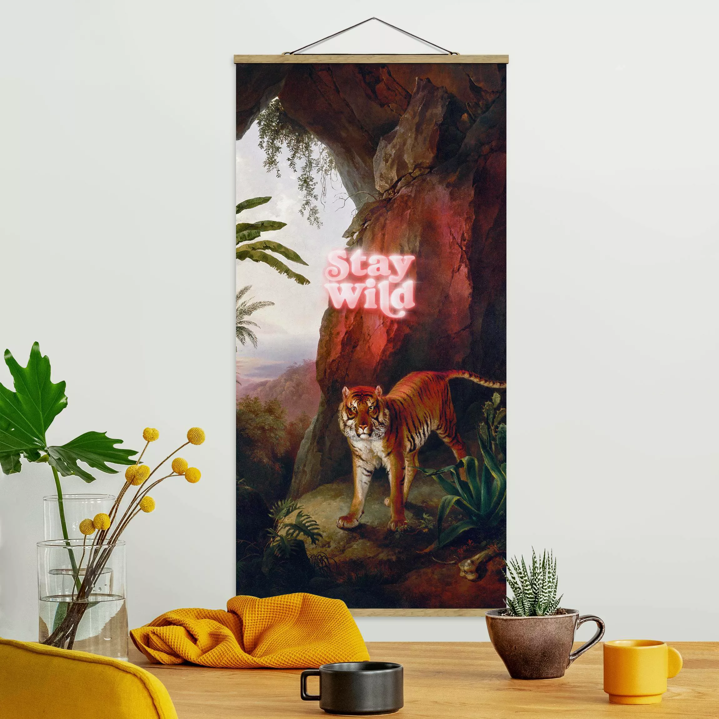 Stoffbild mit Posterleisten Stay Wild Tiger günstig online kaufen