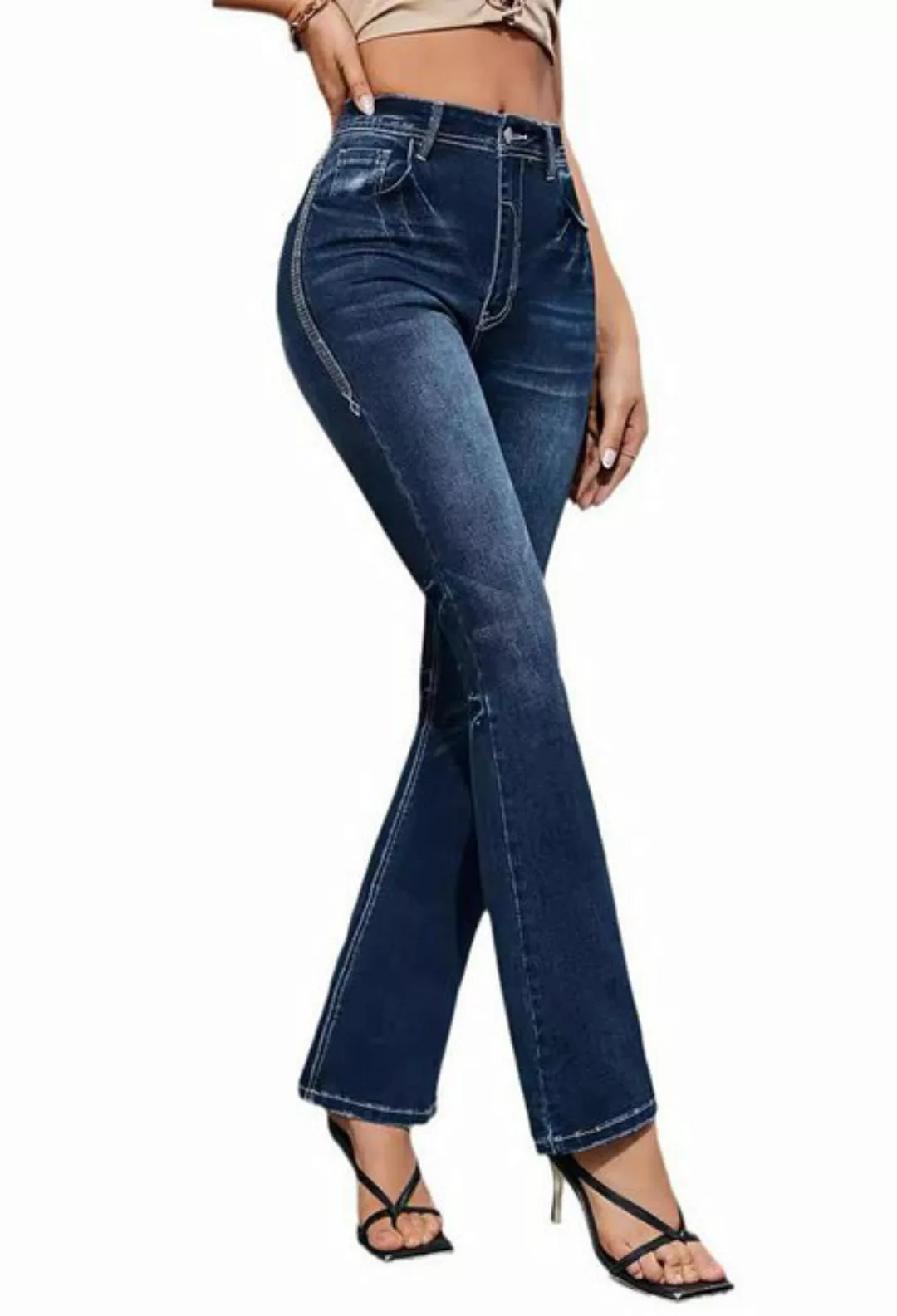 CHENIN Bequeme Jeans Lässige gerade hose für damen, gewaschene jeans Lässig günstig online kaufen