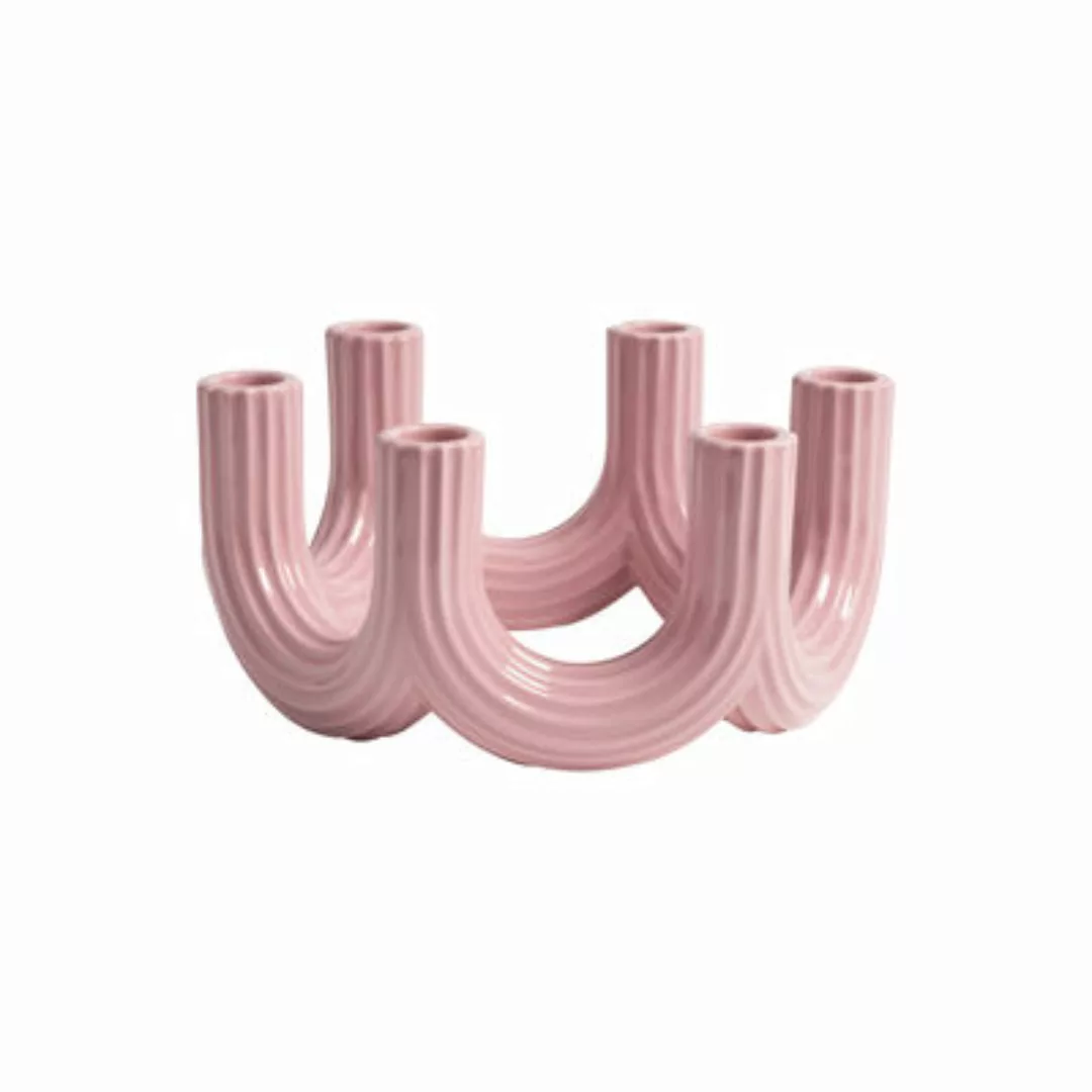 Kerzenleuchter Churros keramik rosa / Ø 23.5 x H 11 cm - Keramik - & klever günstig online kaufen