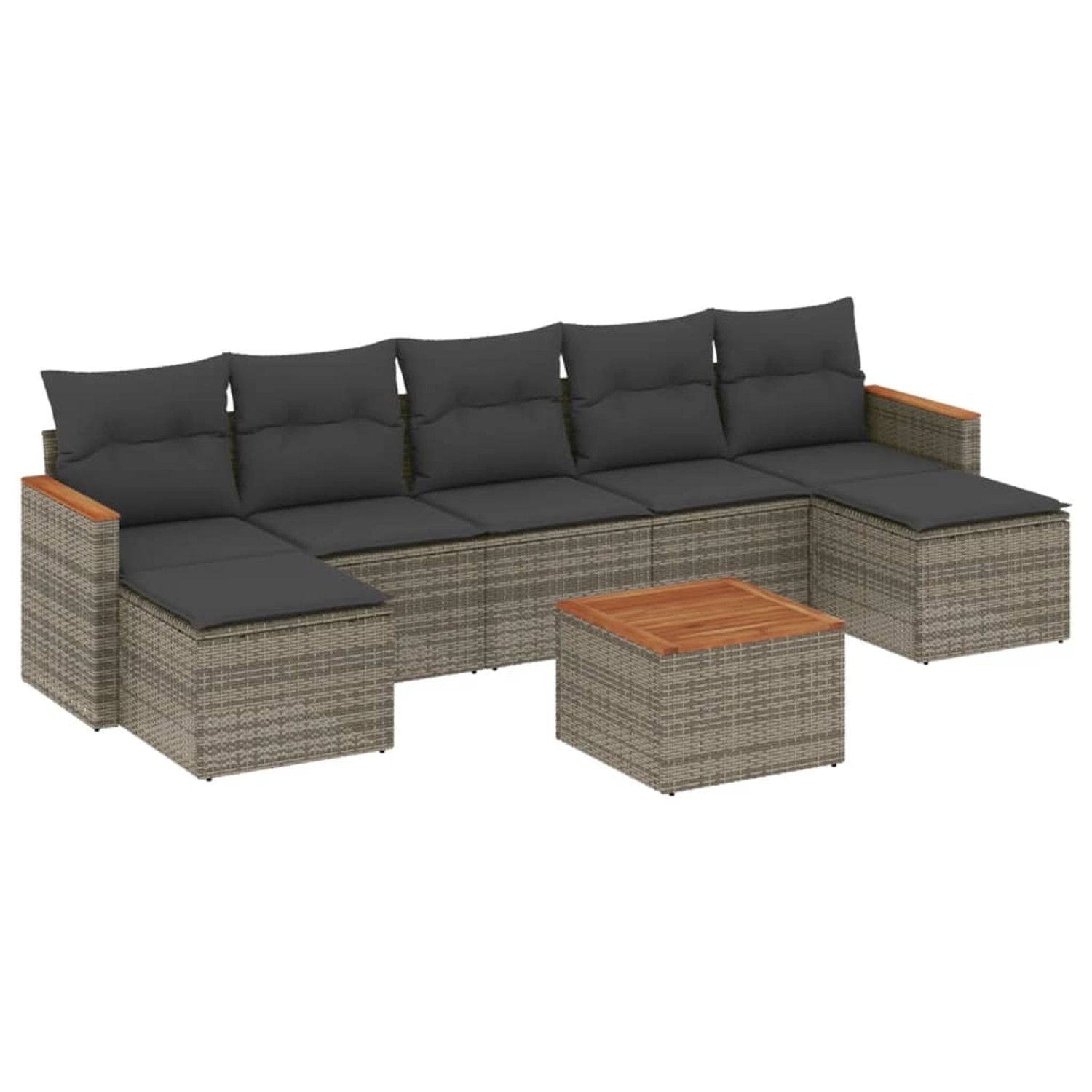 vidaXL 8-Tlg Garten-Sofagarnitur mit Kissen Grau Poly Rattan 3258644 günstig online kaufen