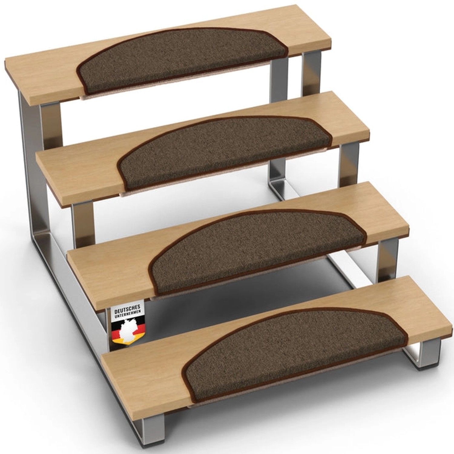KARAT Stufenmatte London Pro Halbrund Braun 25 x 65 cm 15er-Set günstig online kaufen