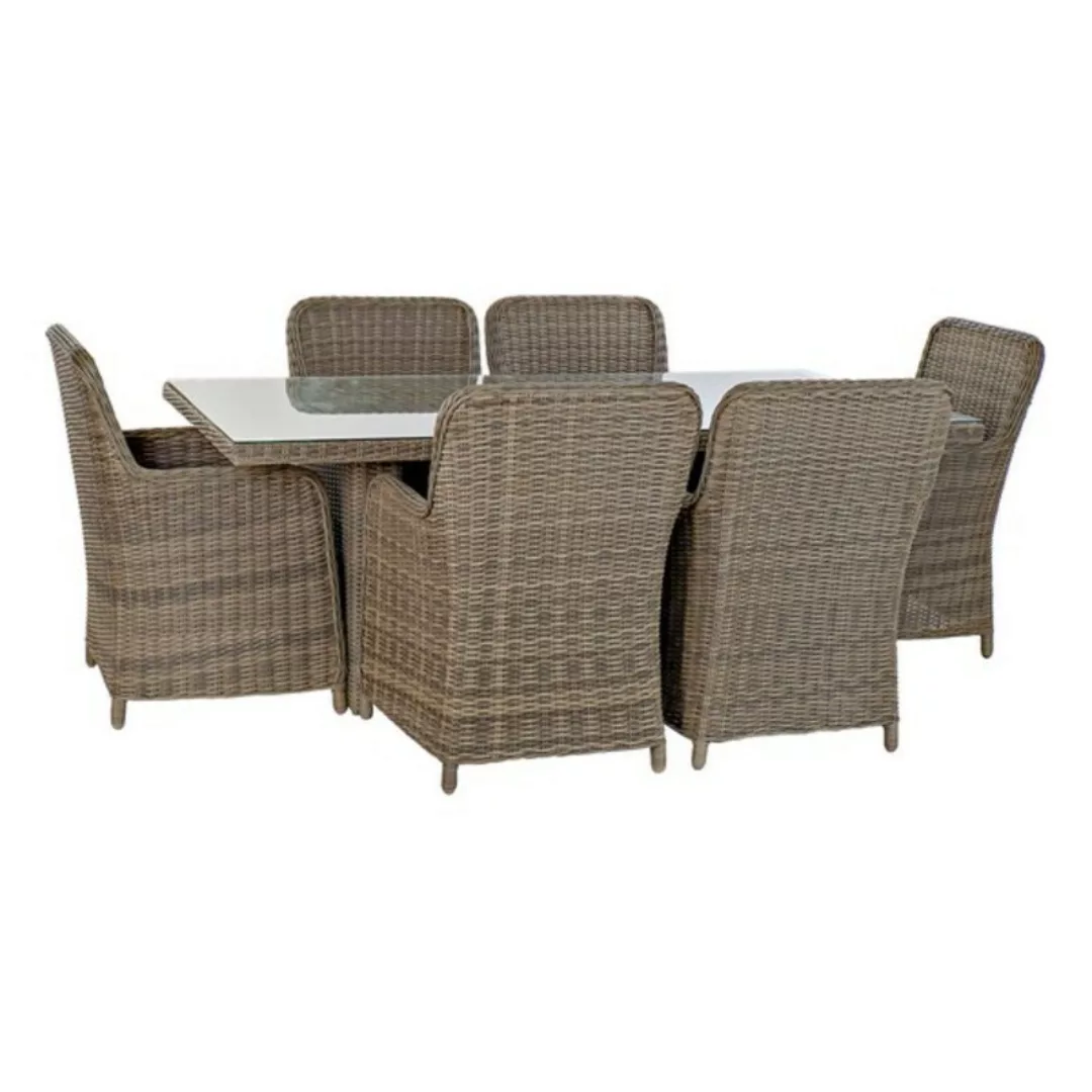 Tisch-set Mit 6 Stühlen Dkd Home Decor Stahl Rattan (7 Pcs) günstig online kaufen