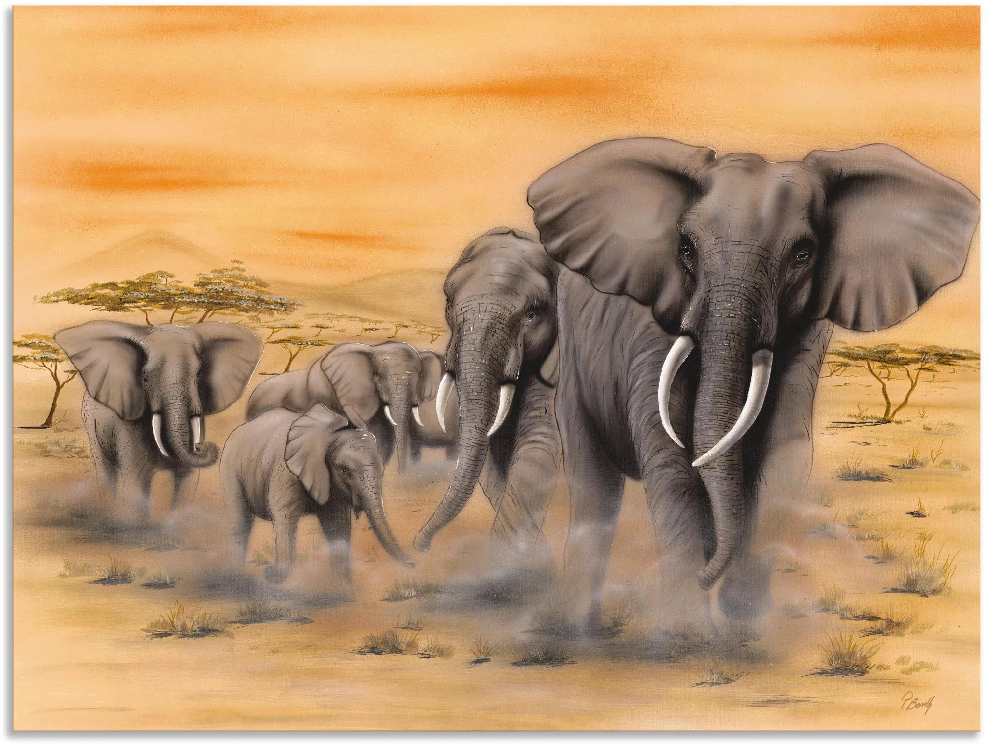 Artland Wandbild »Steppenelefanten«, Elefanten Bilder, (1 St.), als Alubild günstig online kaufen