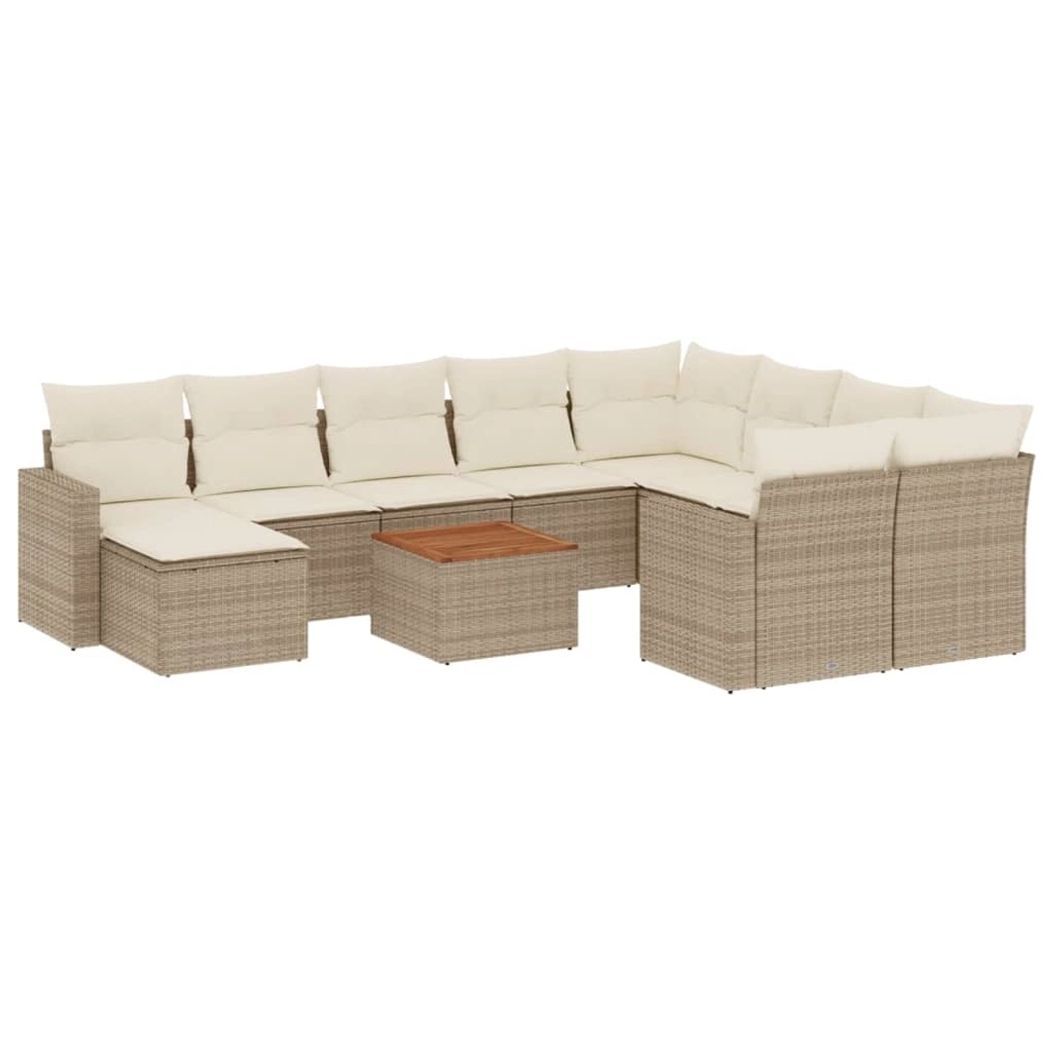 vidaXL 11-Tlg Garten-Sofagarnitur mit Kissen Beige Poly Rattan 3256744 günstig online kaufen