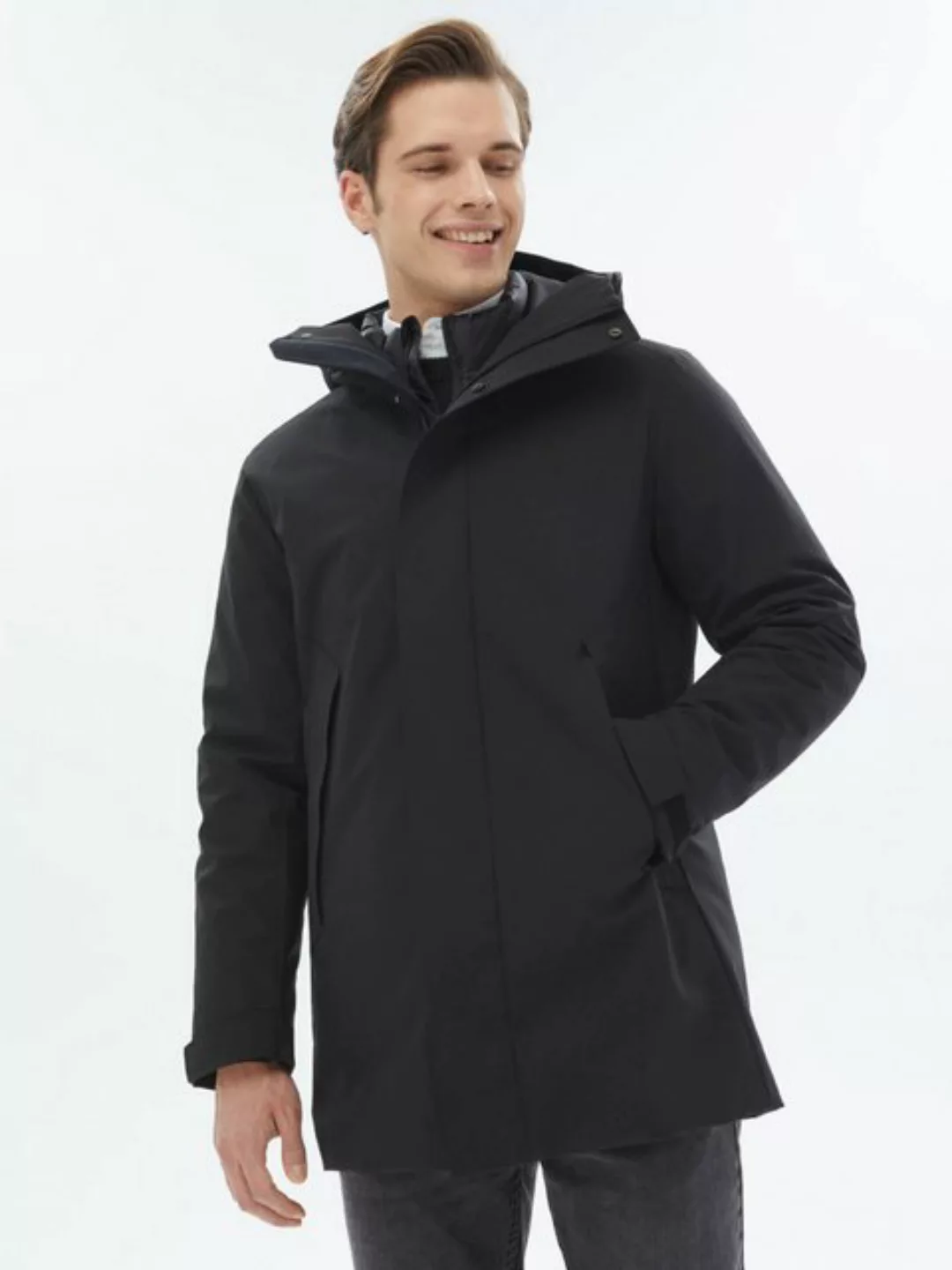 KİP Winterjacke Schwarzer Webpelzmantel günstig online kaufen