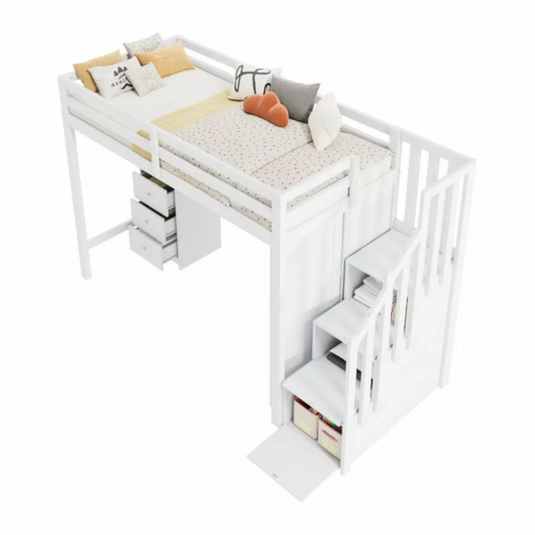 HAUSS SPLOE Etagenbett 90X200cm mit Schreibtisch, Kleiderschrank und Treppe günstig online kaufen