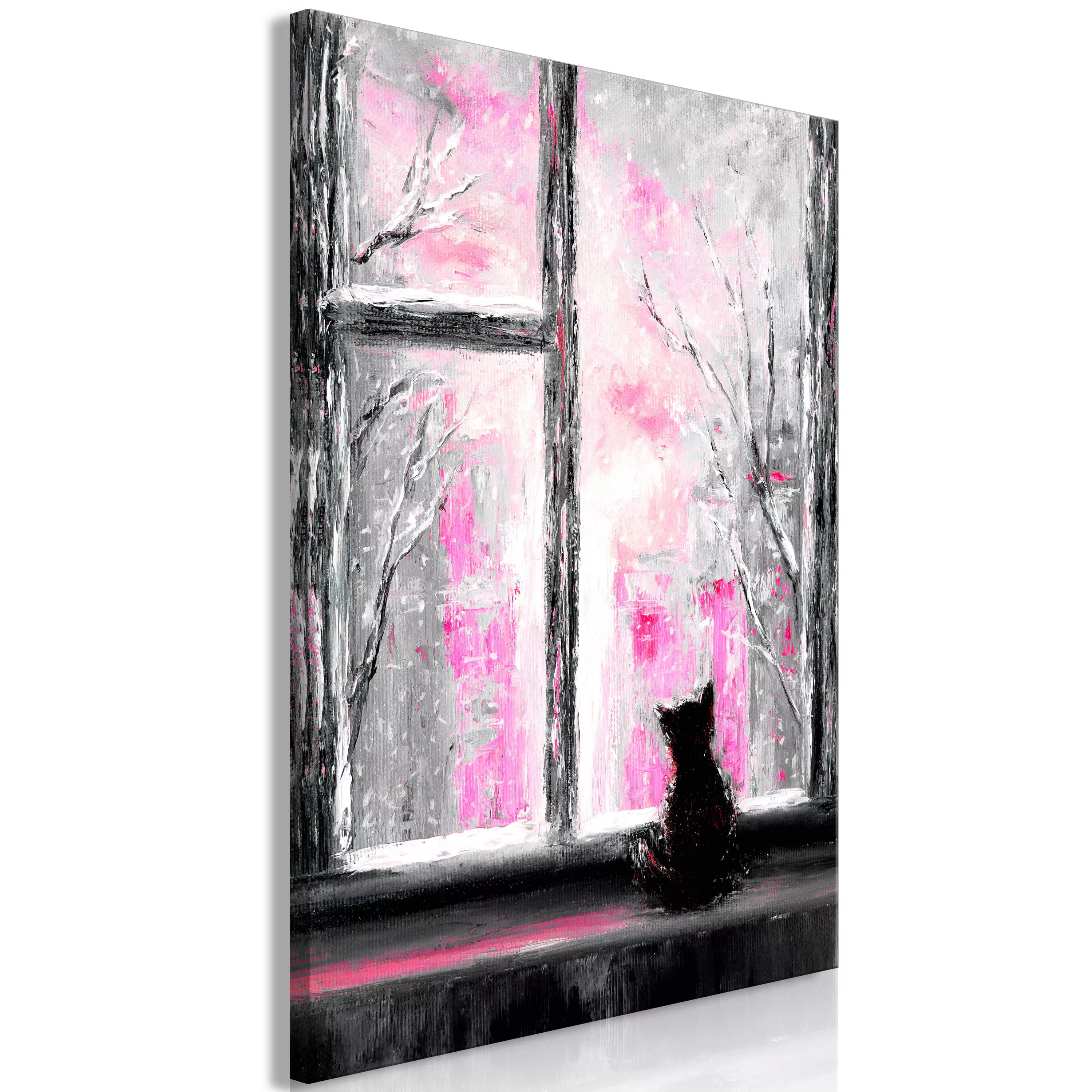 Wandbild - Longing Kitty (1 Part) Vertical Pink günstig online kaufen