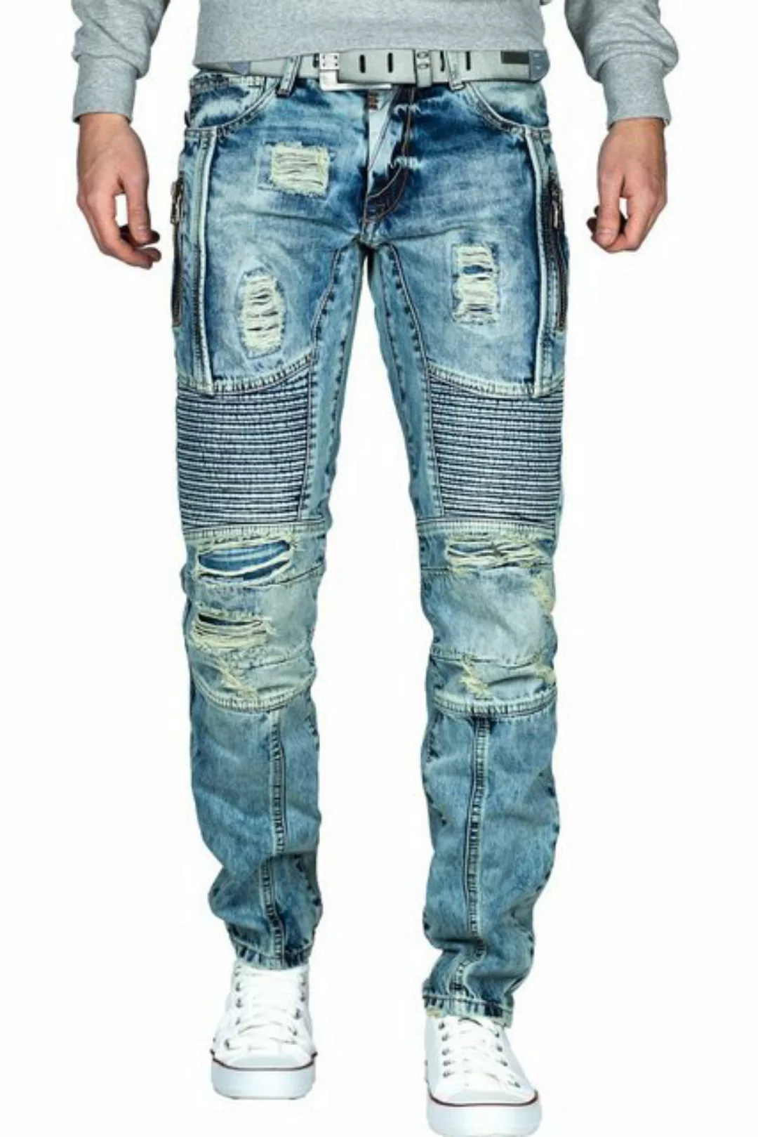 Cipo & Baxx Bikerjeans Freizeit Hose BA-CD464 mit Rippenmuster und Destroye günstig online kaufen