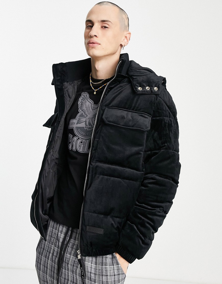 Sixth June – Wattierte Jacke aus Cord in Schwarz günstig online kaufen