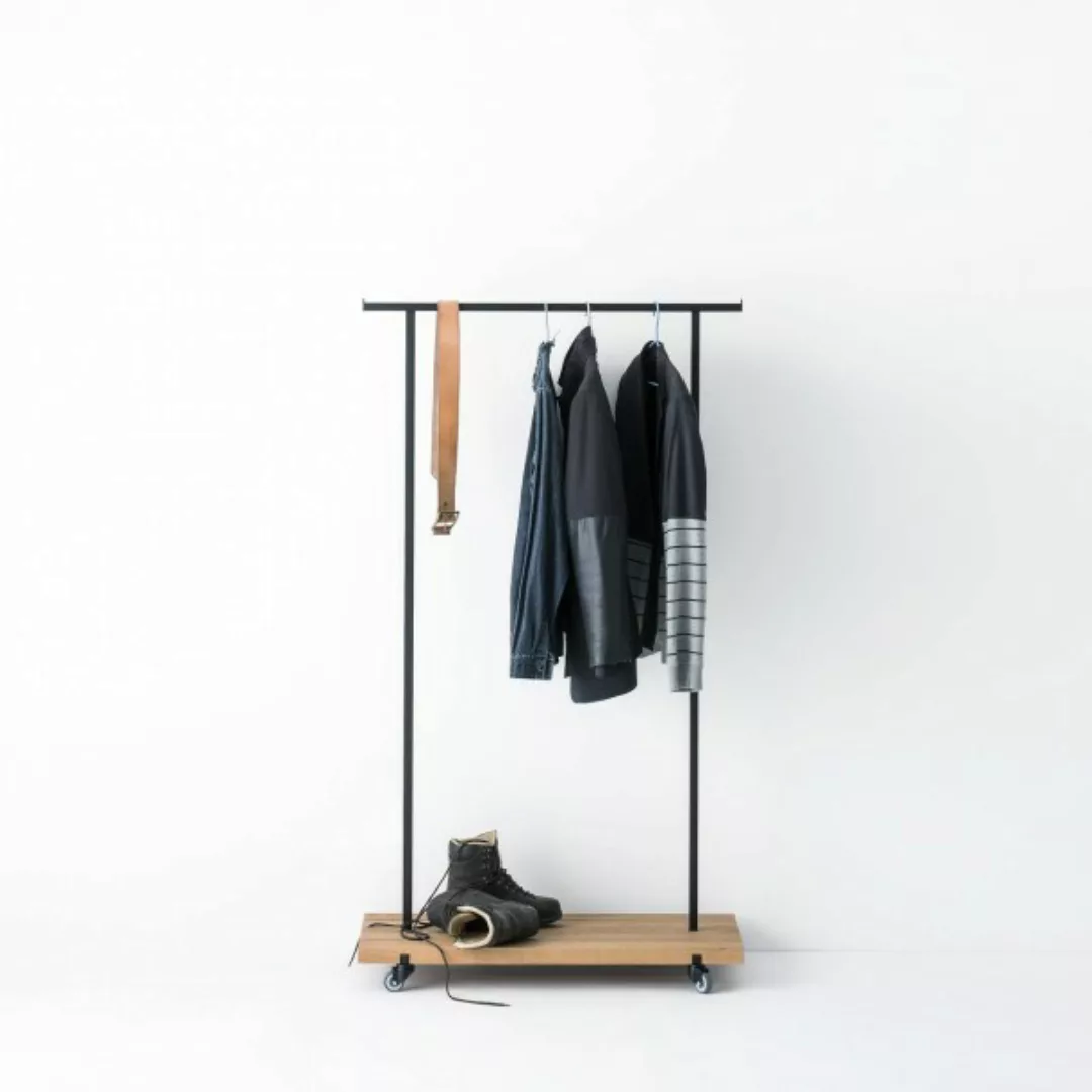 Kleiderstange Eiche 01 S 90 x 40 x 160 schwarz günstig online kaufen