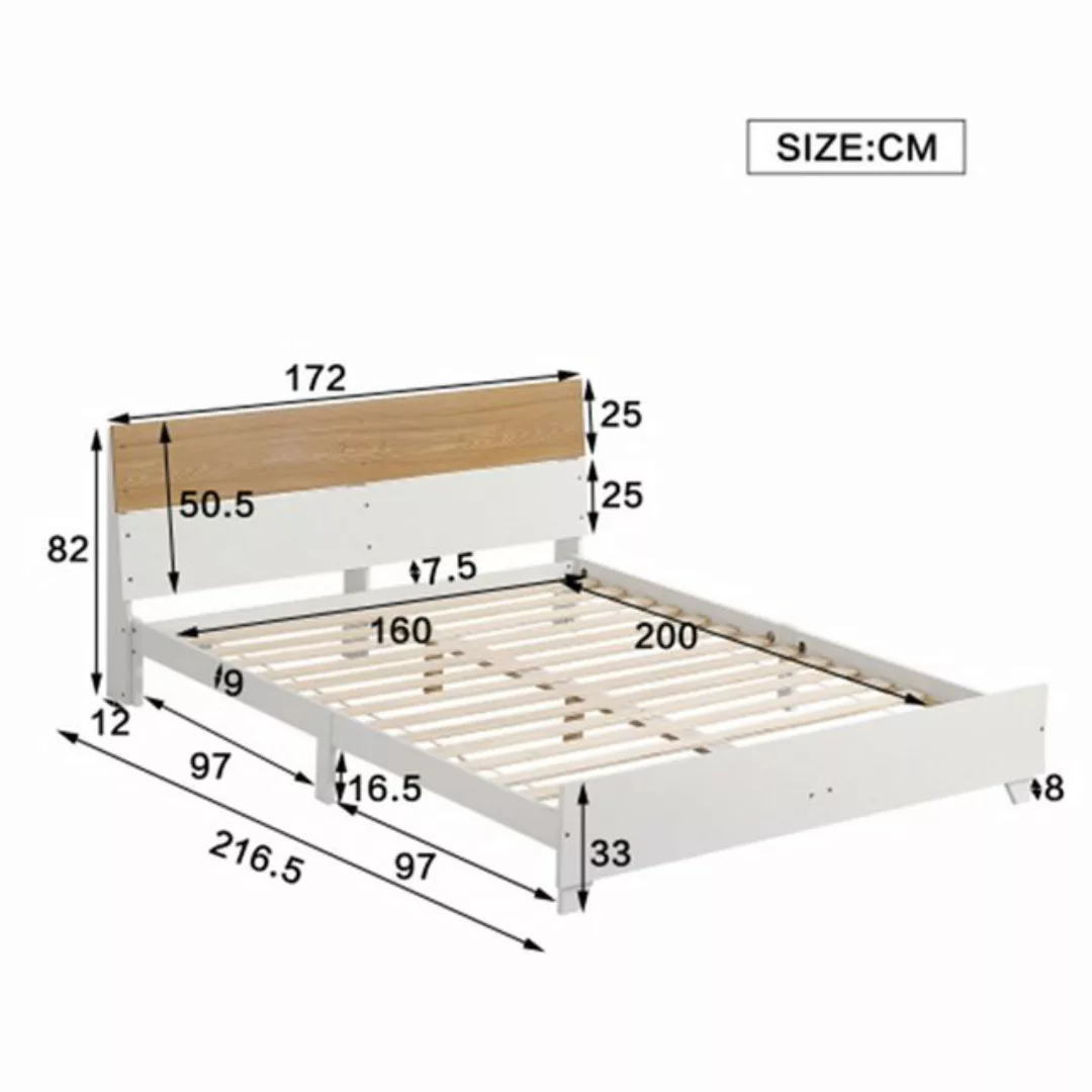 XDeer Polsterbett Doppelbett,Erwachsenenbett, Kopfteil farblich abgesetzt, günstig online kaufen