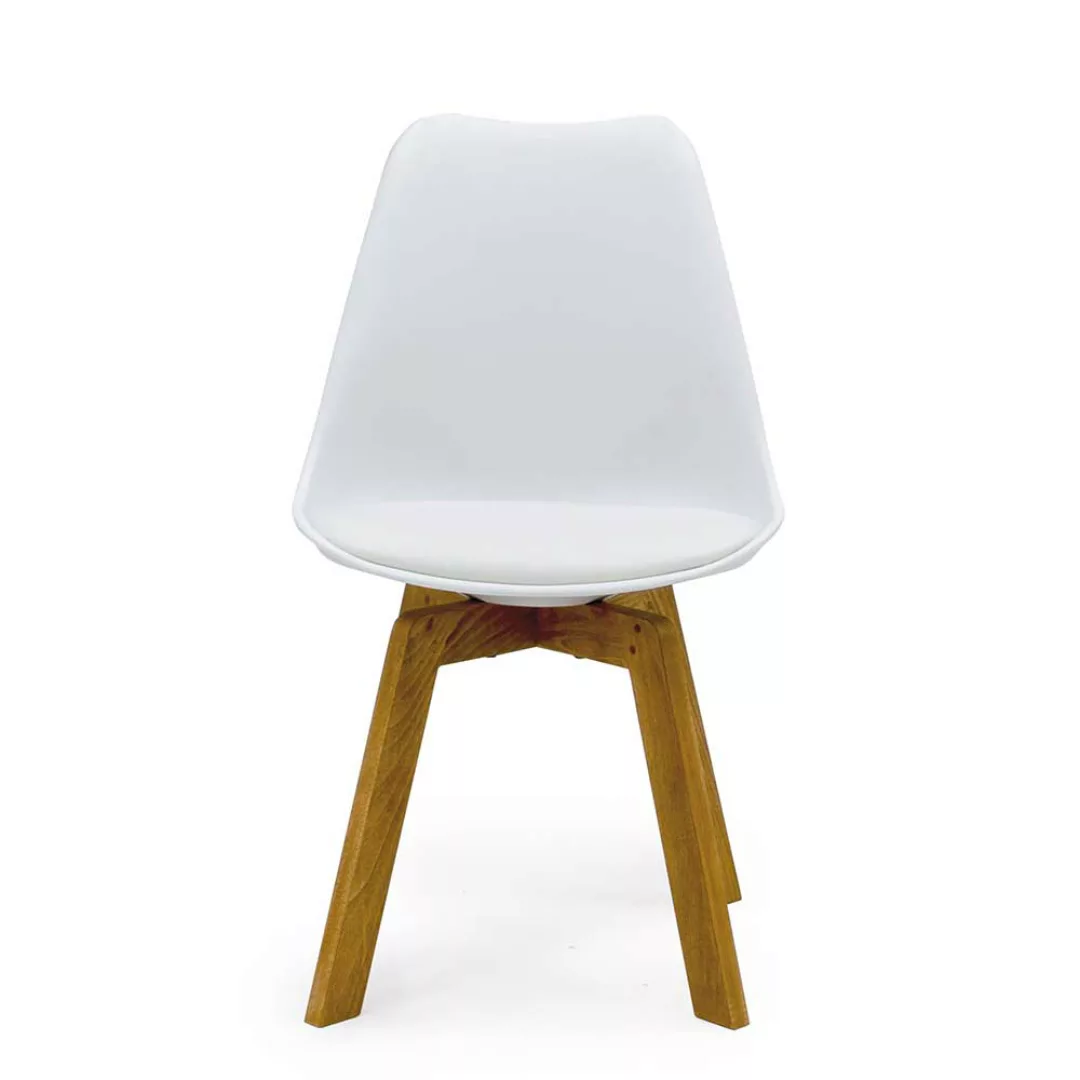 Esszimmerstühle in Weiß Kunststoff Massivholzgestell (4er Set) günstig online kaufen