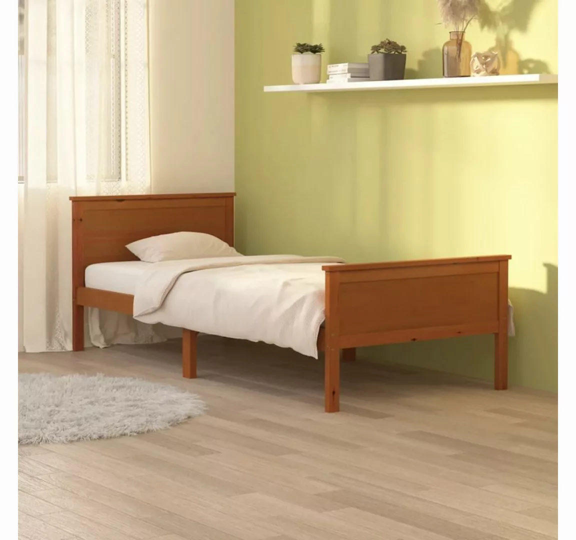 furnicato Bett Massivholzbett Honigbraun Kiefernholz 100x200 cm günstig online kaufen