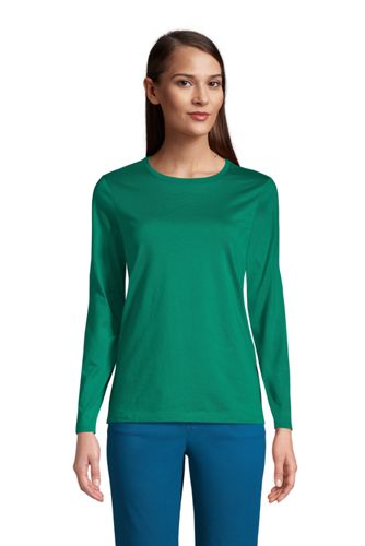 Supima-Shirt, Langarm, Damen, Größe: M Normal, Grün, Baumwolle, by Lands' E günstig online kaufen