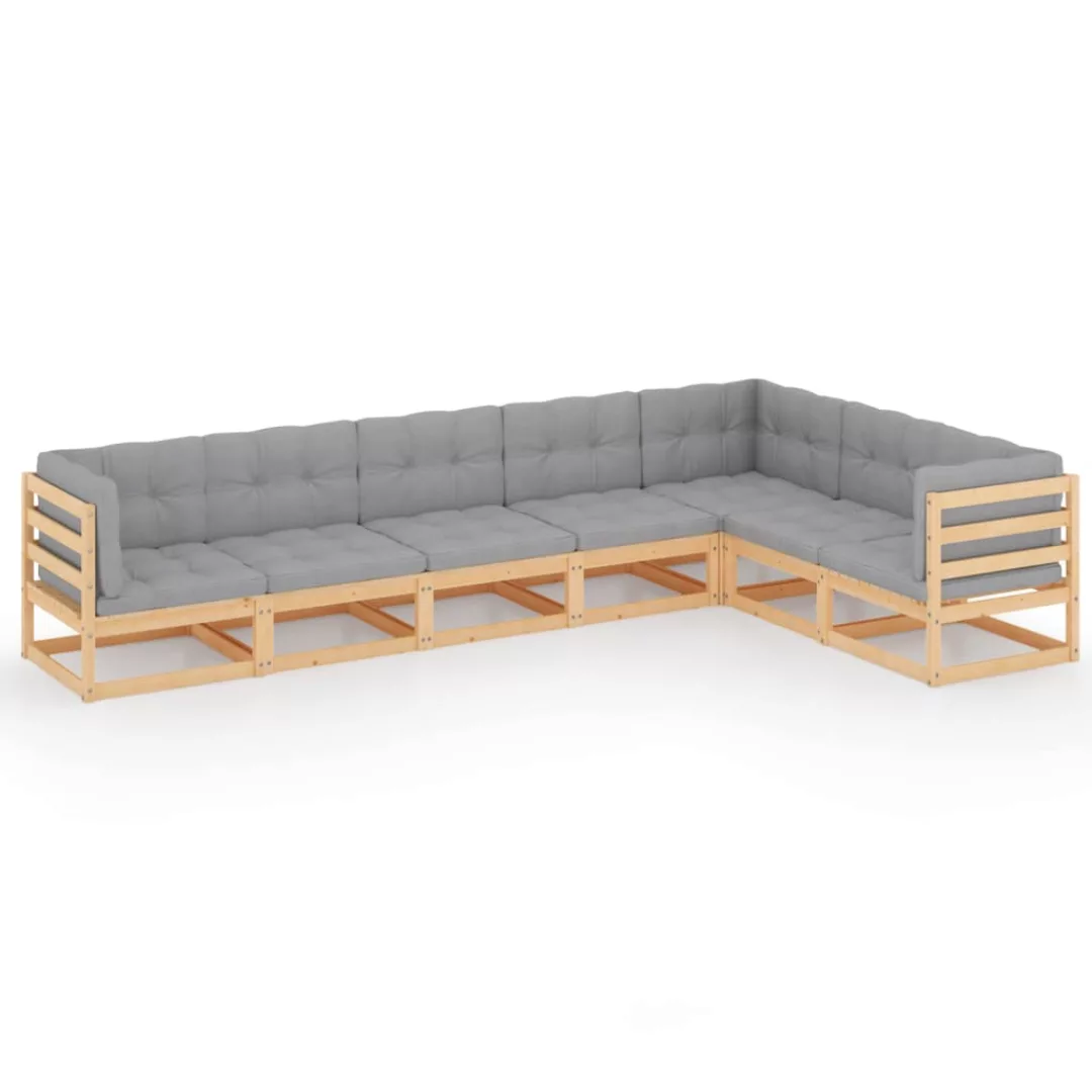 7-tlg. Garten-lounge-set Mit Kissen Kiefer Massivholz günstig online kaufen