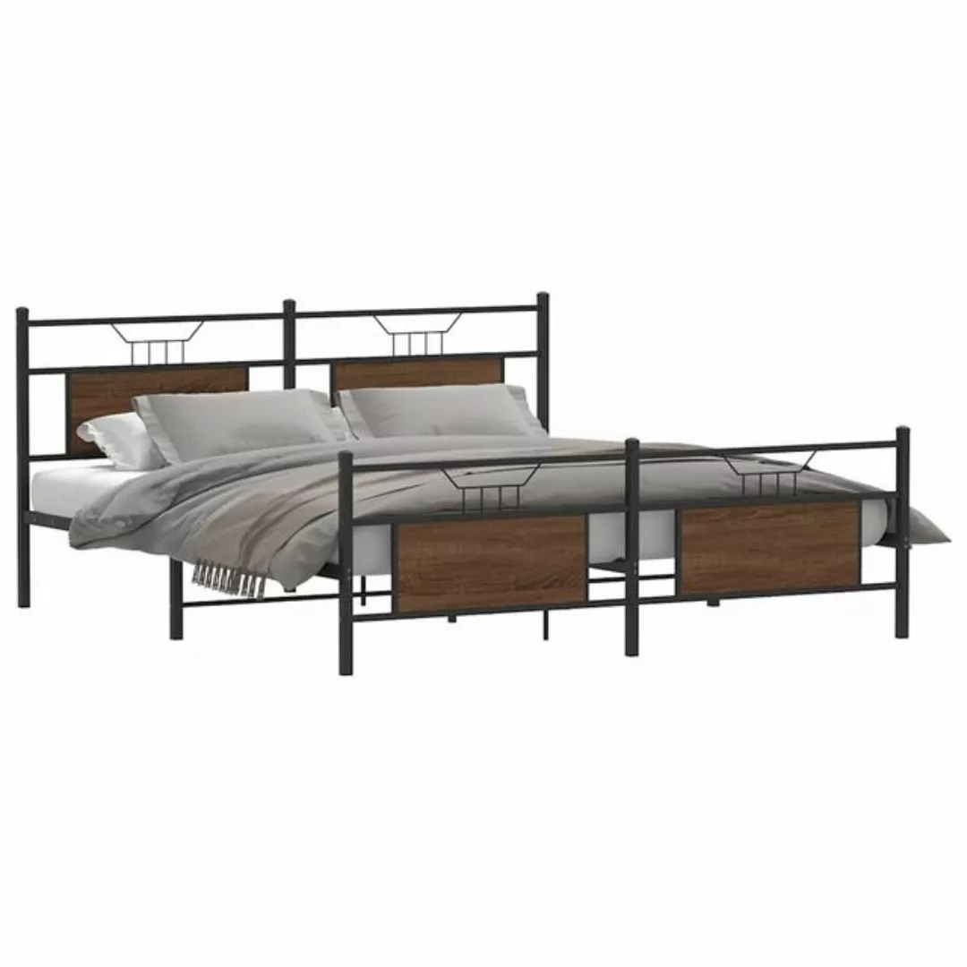 vidaXL Bett Metallbett ohne Matratze Braun Eichen-Optik 160x200 cm günstig online kaufen