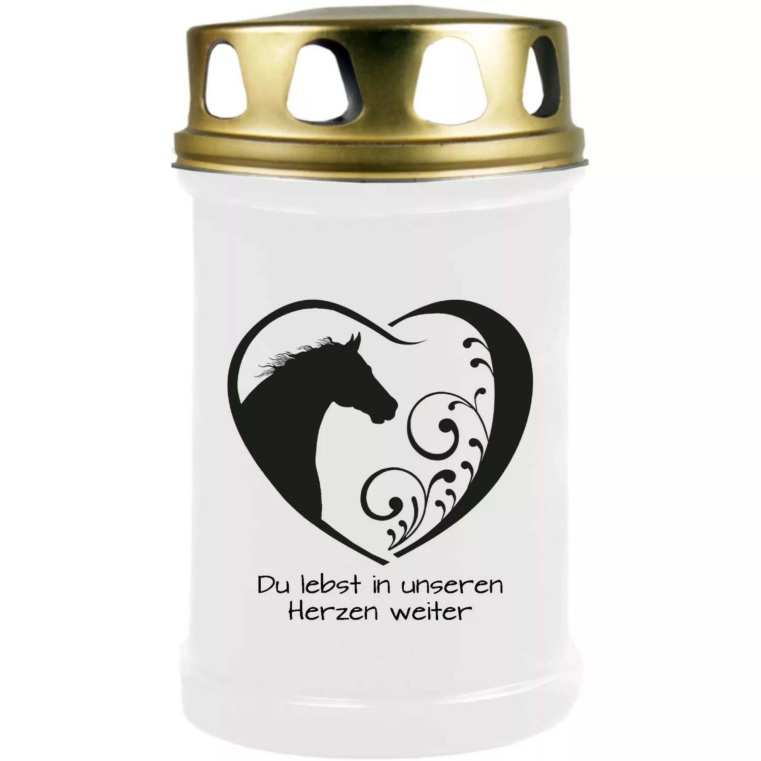 HS Candle Grabkerze Weiß 48h Deckel Gold Herz Schwarz günstig online kaufen