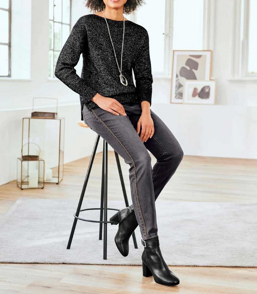 heine Strickpullover LINEA TESINI Damen Designer-U-Boot-Pullover, schwarz-s günstig online kaufen