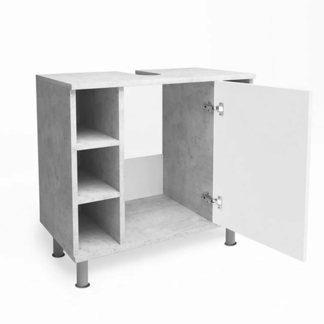 Vicco Waschbeckenunterschrank Fynn, Beton/Weiß, 60 x 54 cm günstig online kaufen