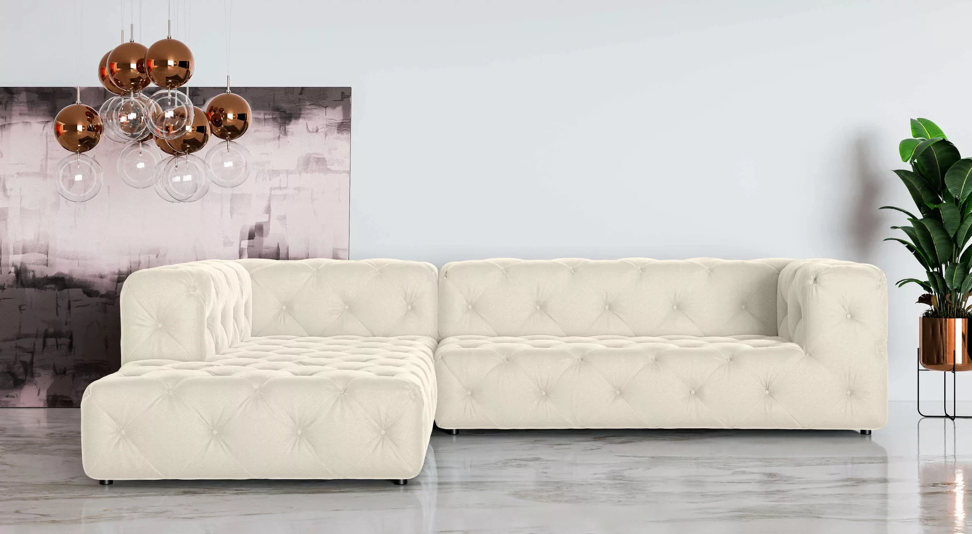 Places of Style Ecksofa "FOLLINA", L-Form, mit klassischer Chesterfield-Kno günstig online kaufen