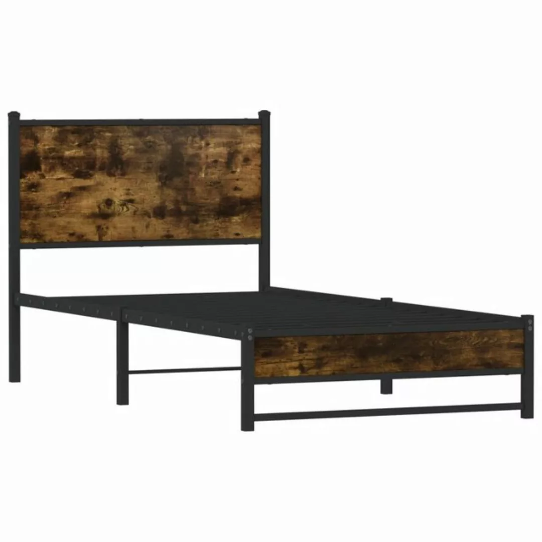 vidaXL Bett Metallbett ohne Matratze Räuchereiche 90x200 cm günstig online kaufen