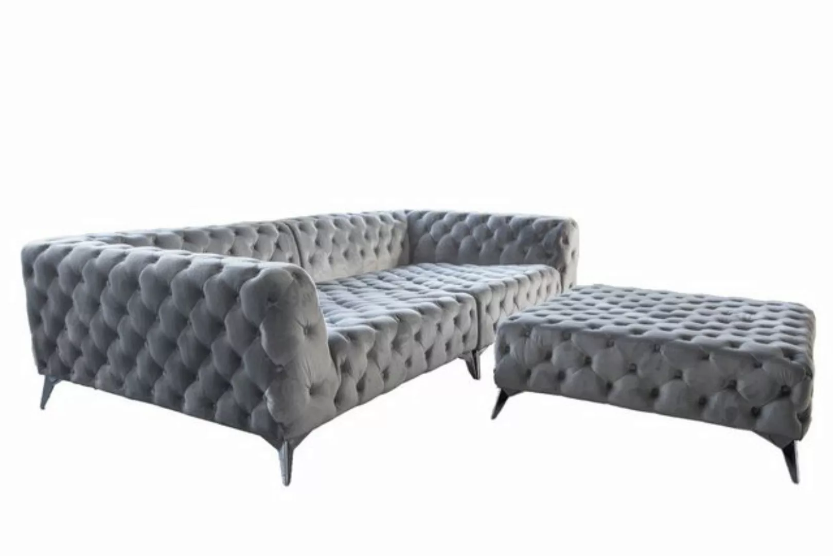 KAWOLA Big-Sofa NARLA, Couch Chesterfield Velvet, mit oder ohne Hocker, 280 günstig online kaufen